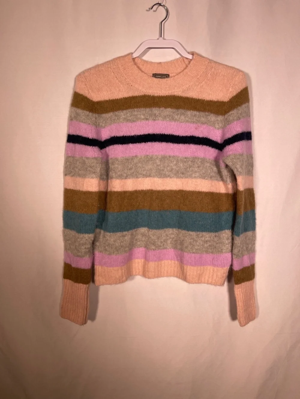 J. CREW POINT SUR WOMENS STRIPED WOOL ALPACA CREWNECK SWEATER MEDIUM MULTICOLOR